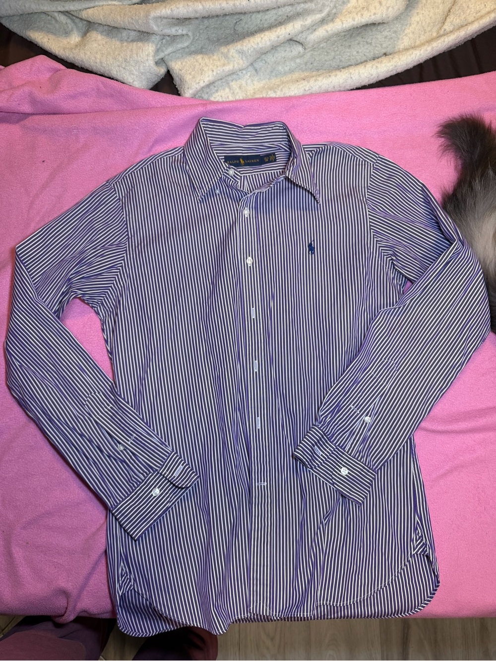 Ralph Lauren Blue and White Striped Men’s Dress Shirt